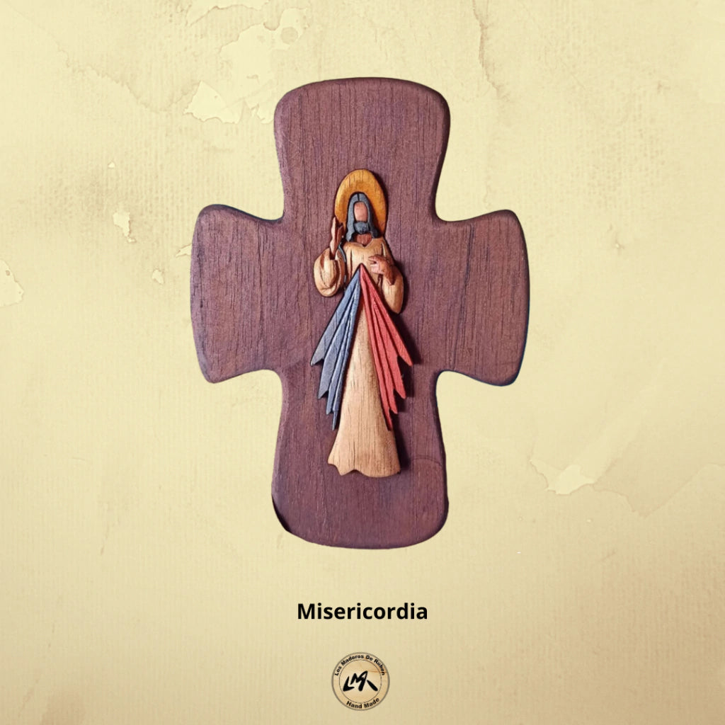 Divine Mercy Wooden Wall Crucifix