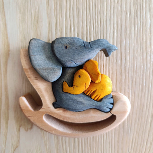 Mother Elephant Wood Art