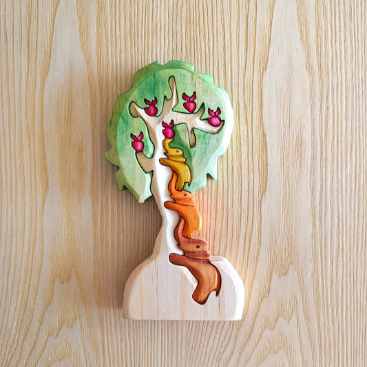 Elephants and Tree Wood Art