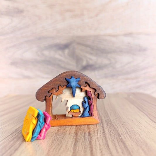 Complete with Three Kings Wooden Nativity Scene