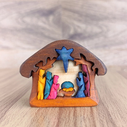 Complete with Three Kings Wooden Nativity Scene
