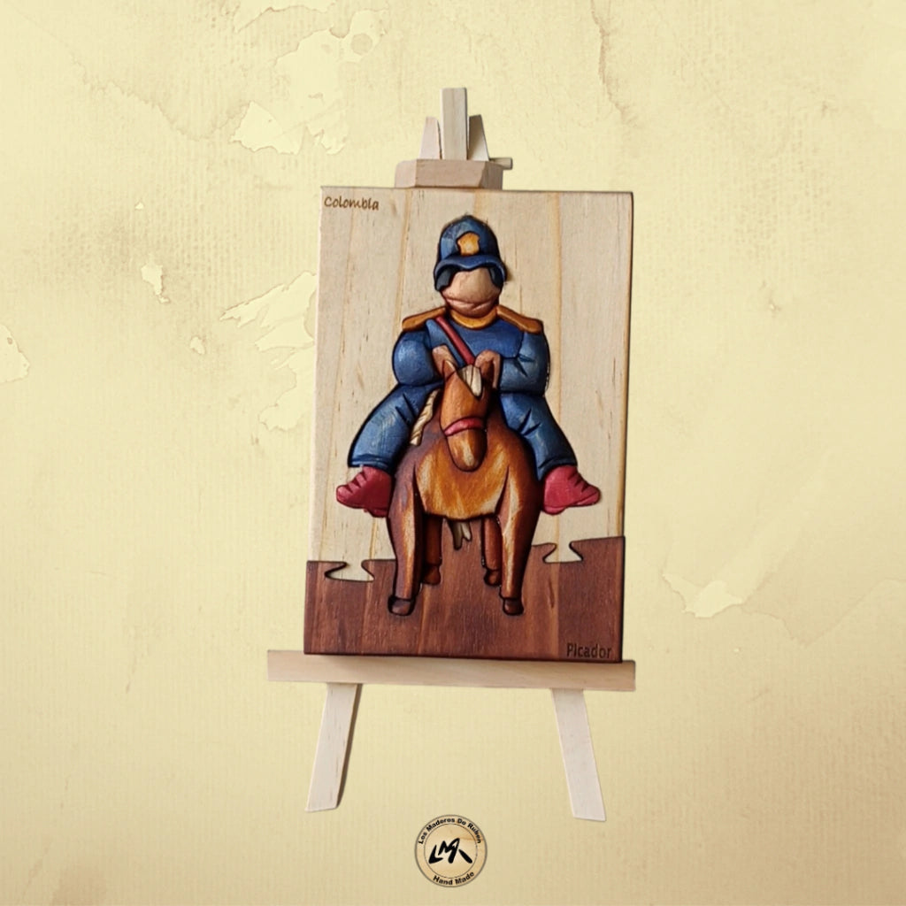 Botero Pedrito Wood Art on Easel
