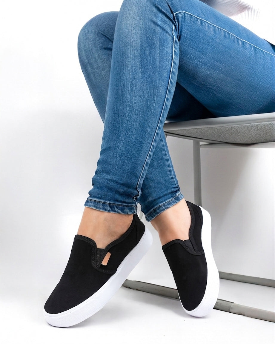 Lince Black Slip-On Espadrille Sneakers by Pontiak