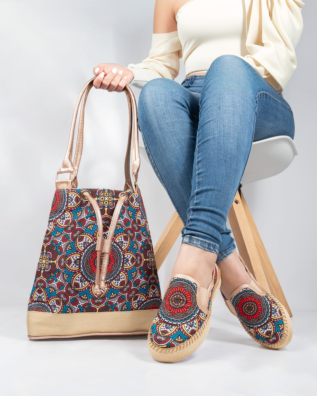 Mandala Orange Shoes & Handbag Set by Pontiak
