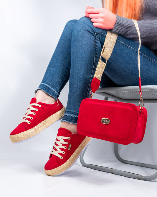 Red Shoes & Crossbody Bag Set by Pontiak