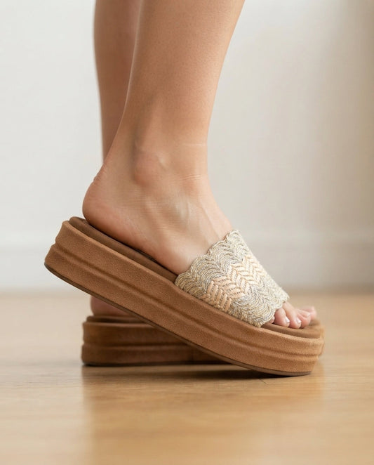 Canoa Dusty Rose Platform Slide Sandals by Pontiak