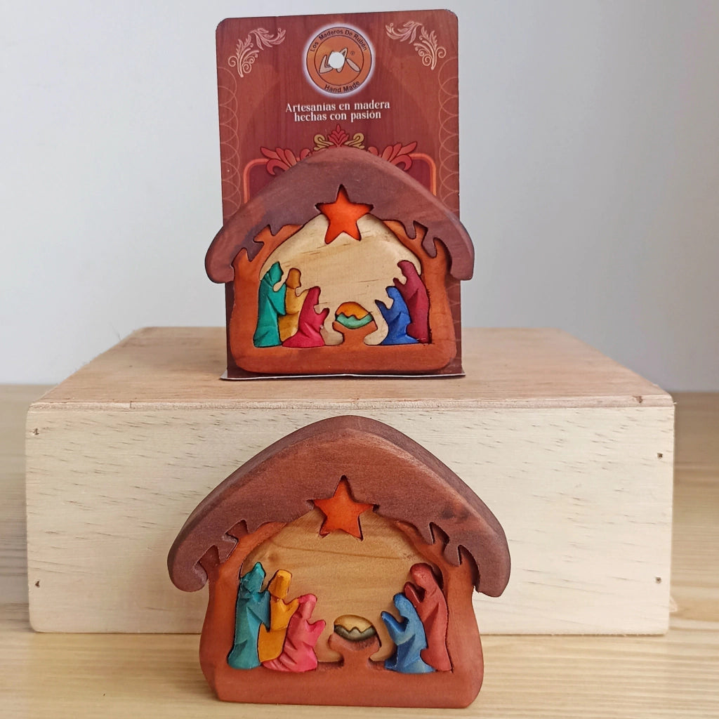Complete with Three Kings Wooden Nativity Scene