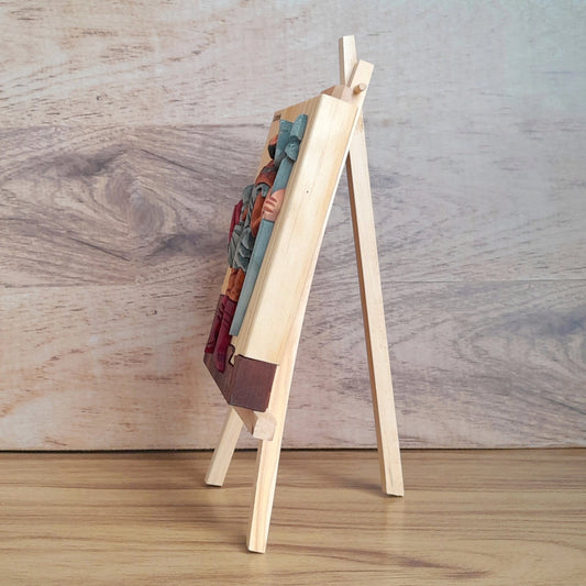 Don Quixote Wood Art on Easel