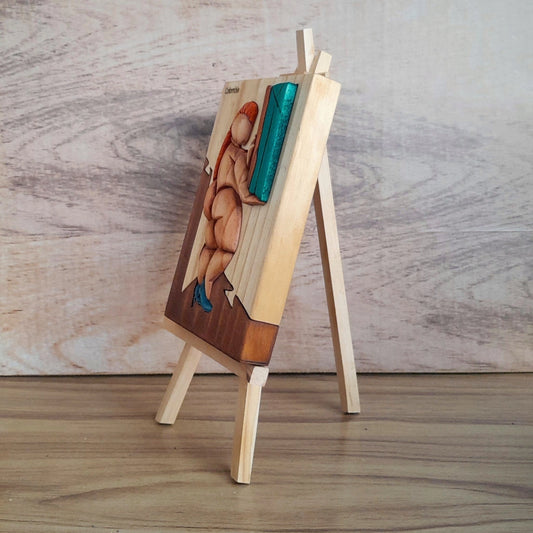 Botero "At the Window" Wood Art on Easel