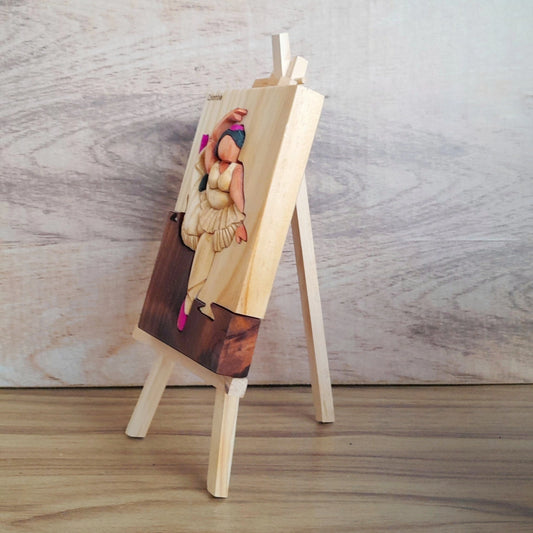 Botero Ballerina Wood Art on Easel