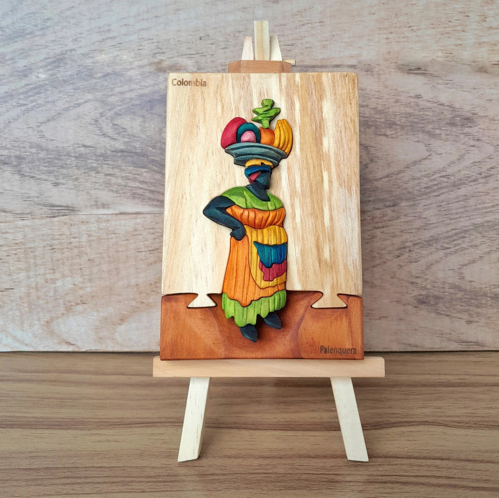 Palenquera Wood Art on Easel