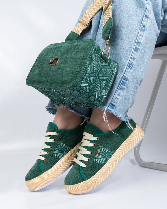 Pine Green Shoes & Crossbody Bag Set by Pontiak