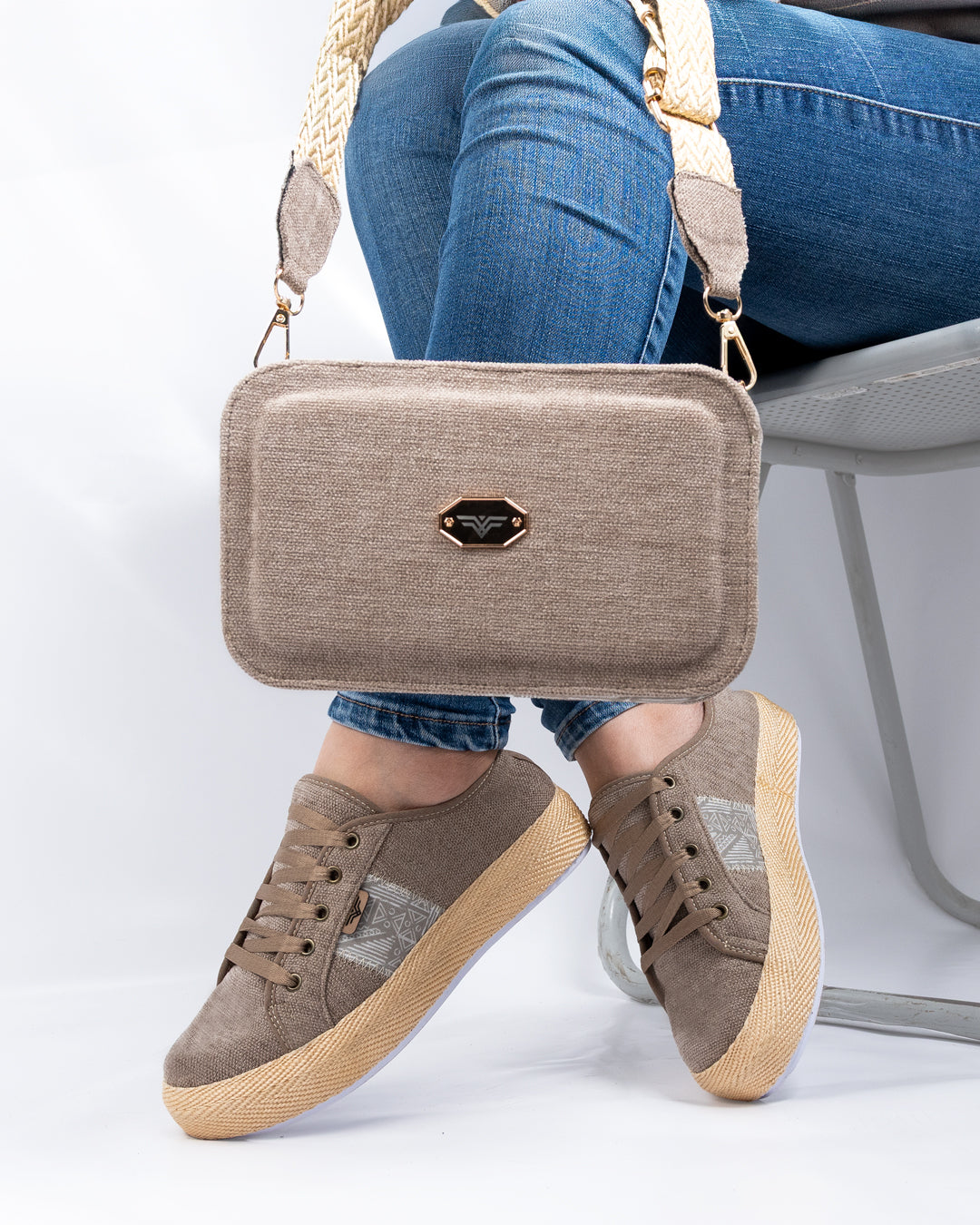 Taupe Shoes & Crossbody Bag Set by Pontiak