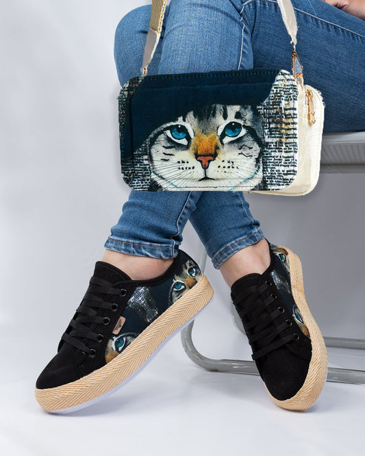 Beret Cat Shoes & Crossbody Bag Set by Pontiak