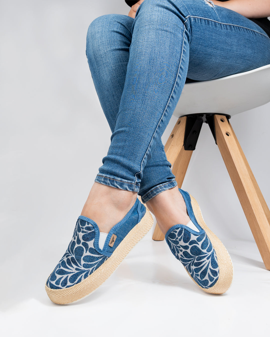Leaves Pampa Denim Slip-On Espadrille Sneakers by Pontiak
