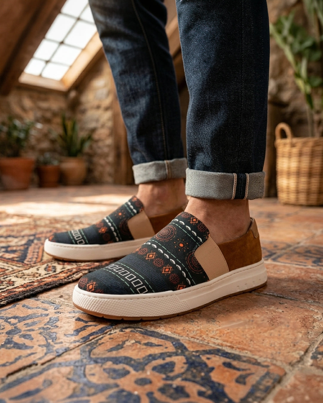 Collage Men's Slip-On Espadrille Sneakers by Pontiak