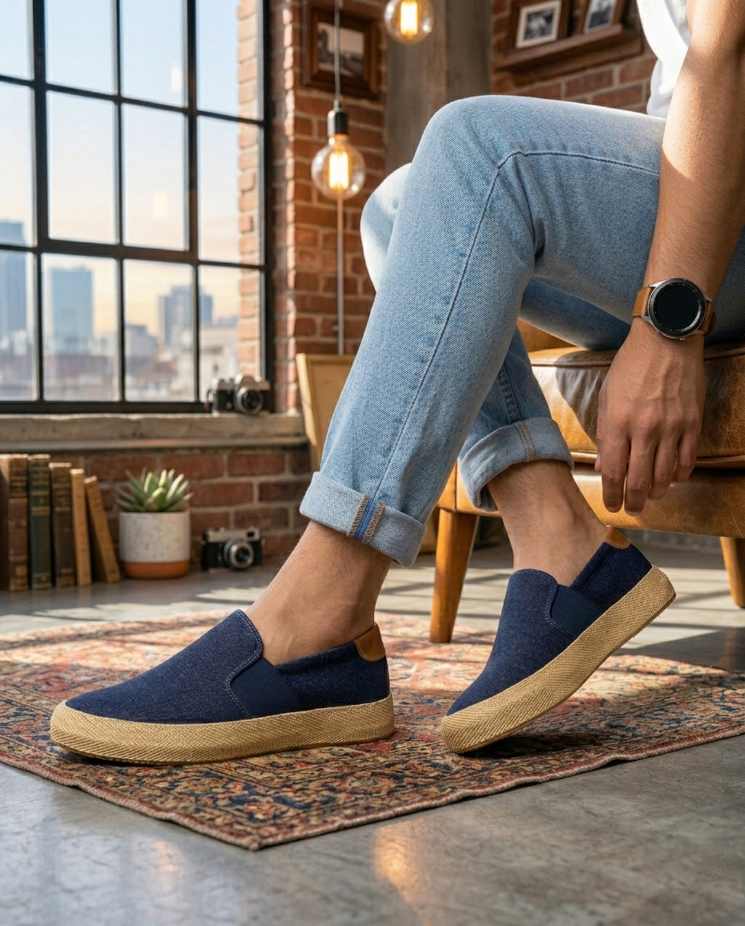 Denim Men's Slip-On Espadrille Sneakers by Pontiak