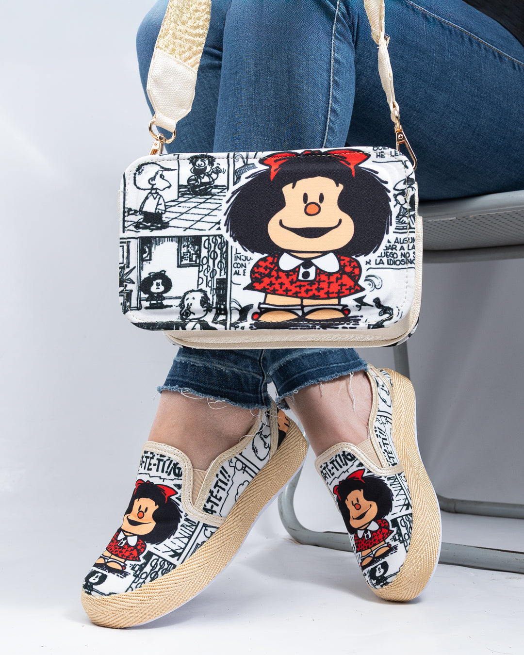 Mafalda Gold Shoes & Crossbody Bag Set by Pontiak