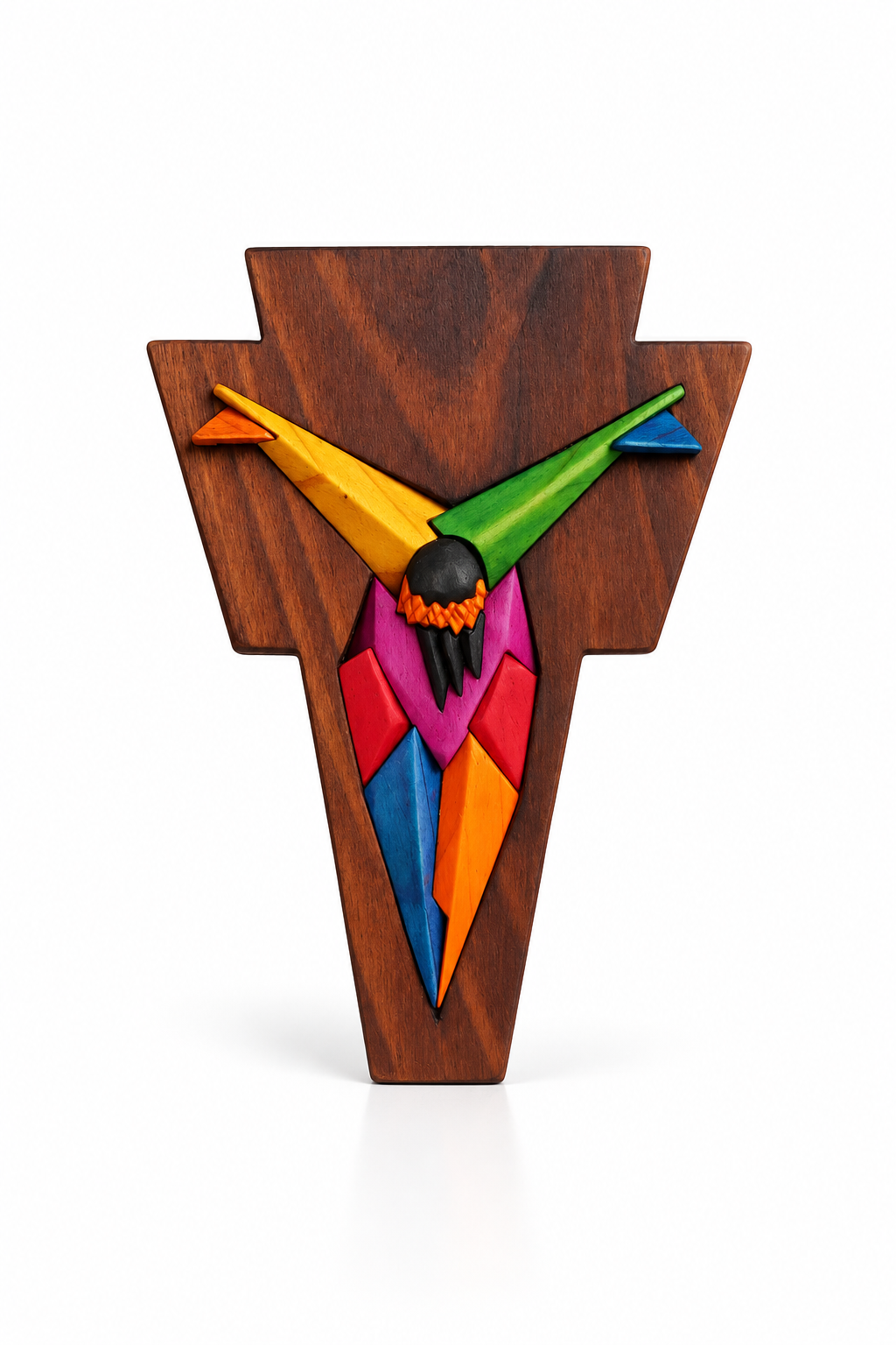 Abstract Wooden Wall Crucifix – Medium – Handmade Intarsia