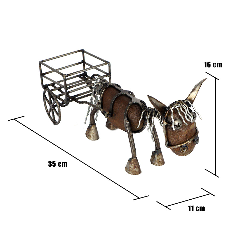 Decorative Donkey with Cart – Recycled Materials