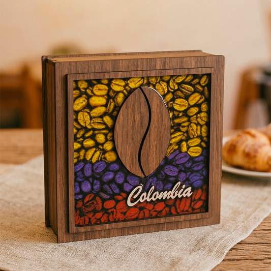 Traditional Colombian Coffee Bean Wooden Napkin Holder