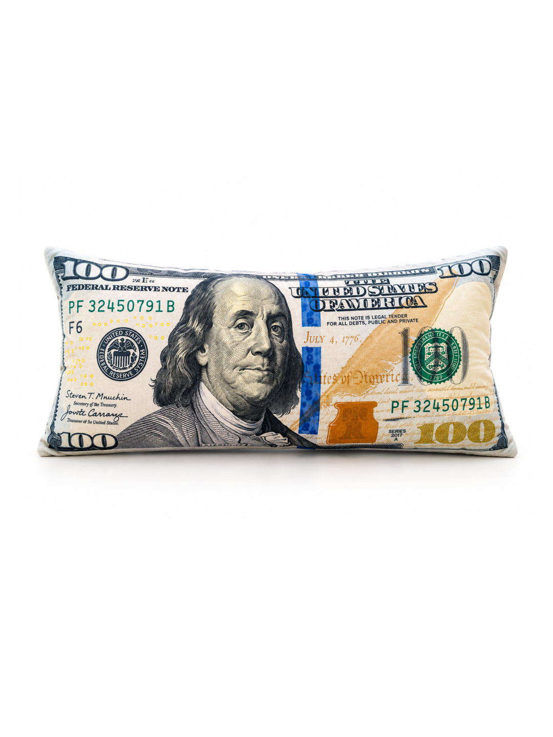 $100 Dollar Bill Pillow – Money Lumbar Cushion
