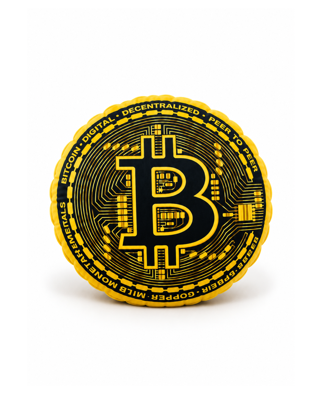 Bitcoin Coin Pillow – Crypto Round Cushion