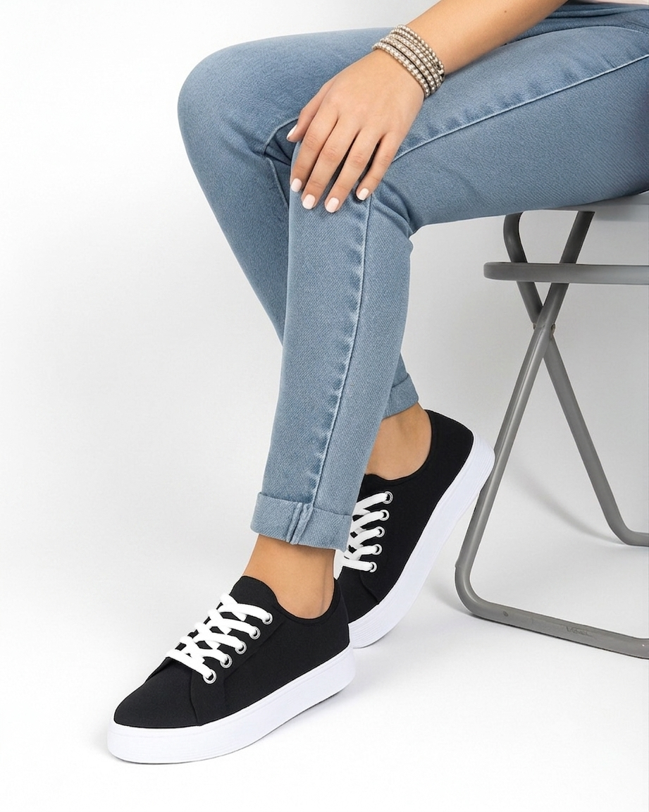 Lince Black Lace-Up Espadrille Sneakers by Pontiak