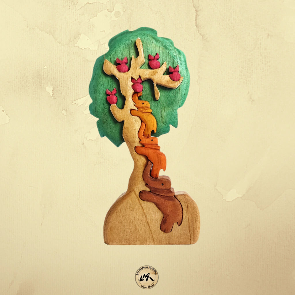Elephants and Tree Wood Art