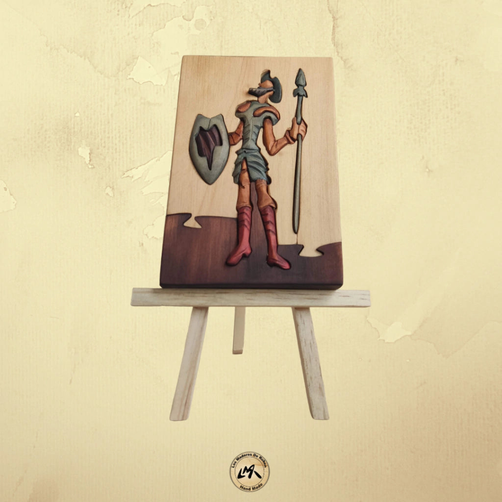 Don Quixote Wood Art on Easel