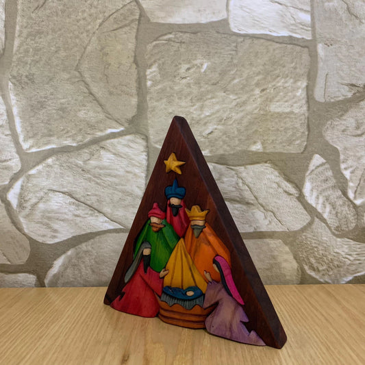 Triangle Wooden Nativity Scene
