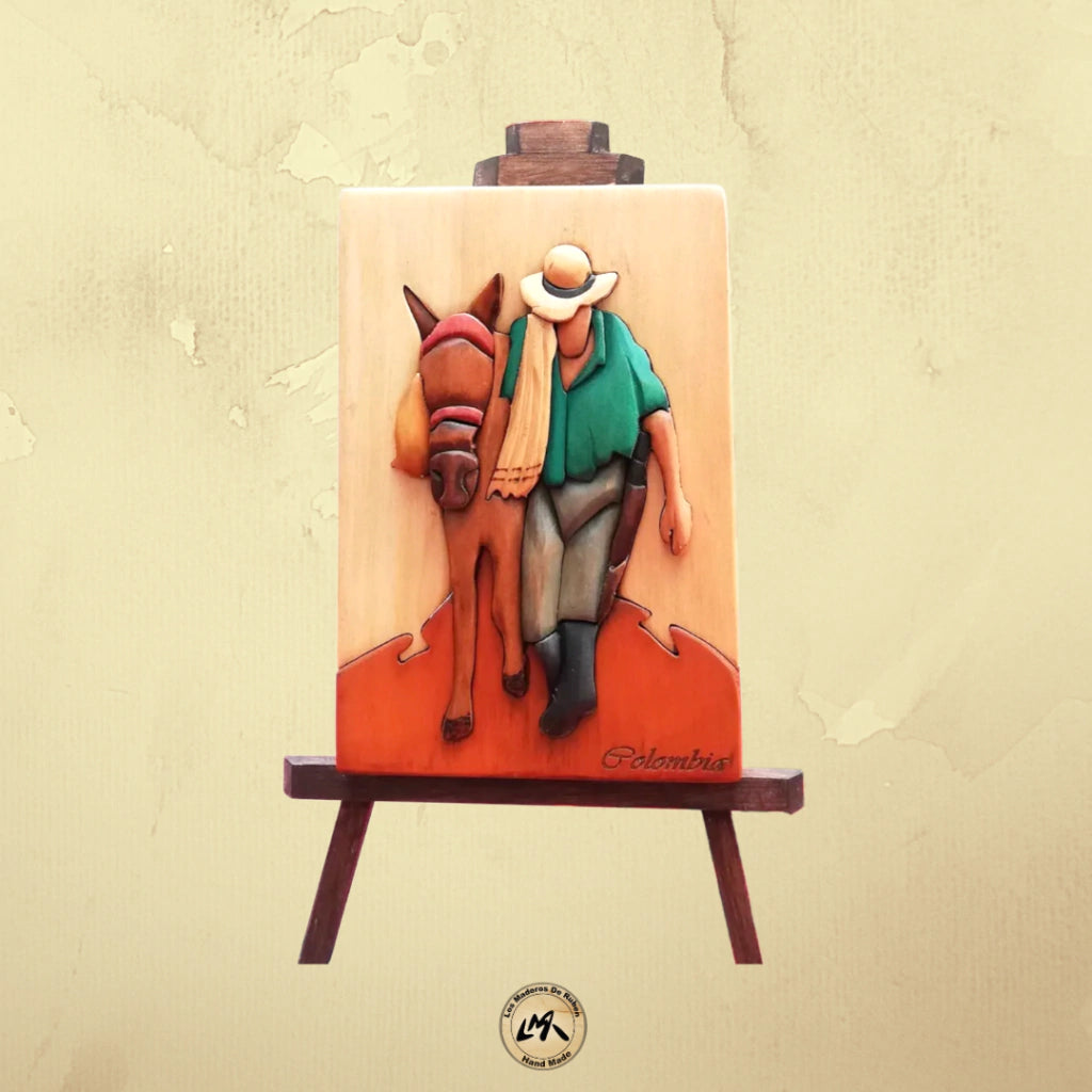 Arriero "The Return" Wood Art on Easel