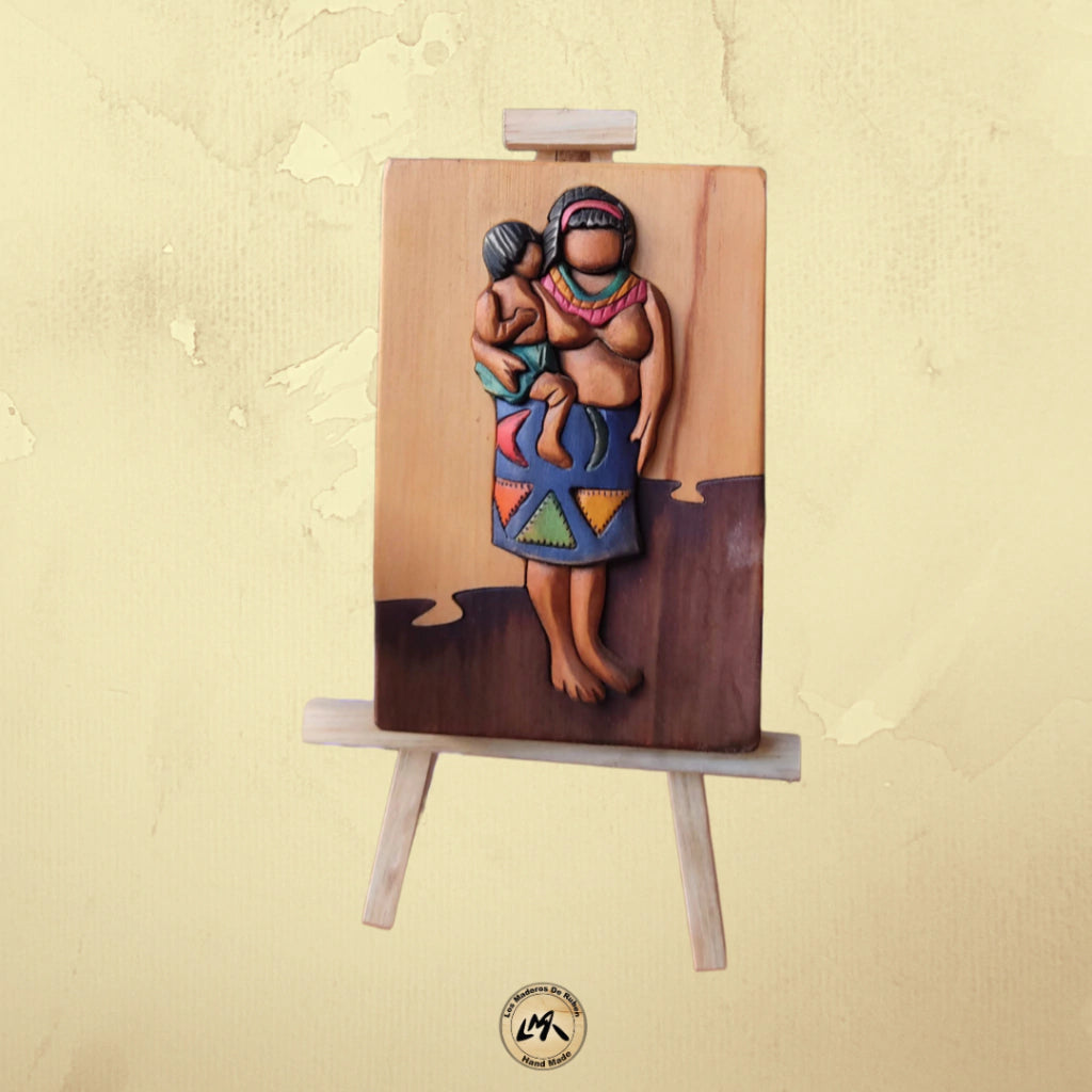 Embera Woman Wood Art on Easel