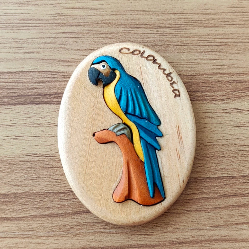 Blue Macaw Wooden Fridge Magnet