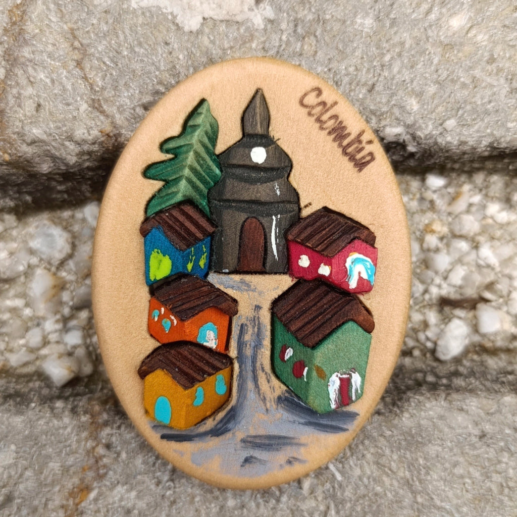 Colombian Village Wooden Fridge Magnet