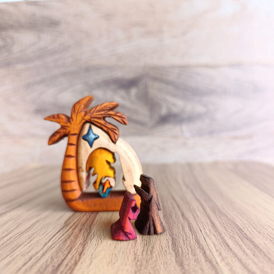 Palm Tree Wooden Nativity Scene
