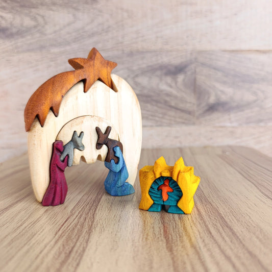 Star Wooden Nativity Scene
