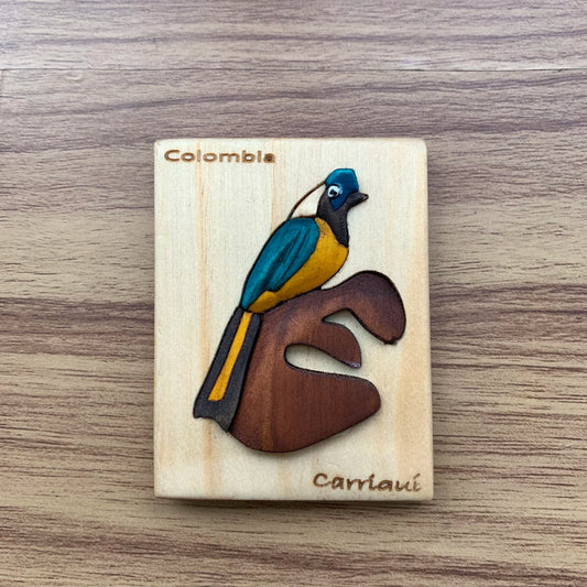 Green Jay Wooden Fridge Magnet