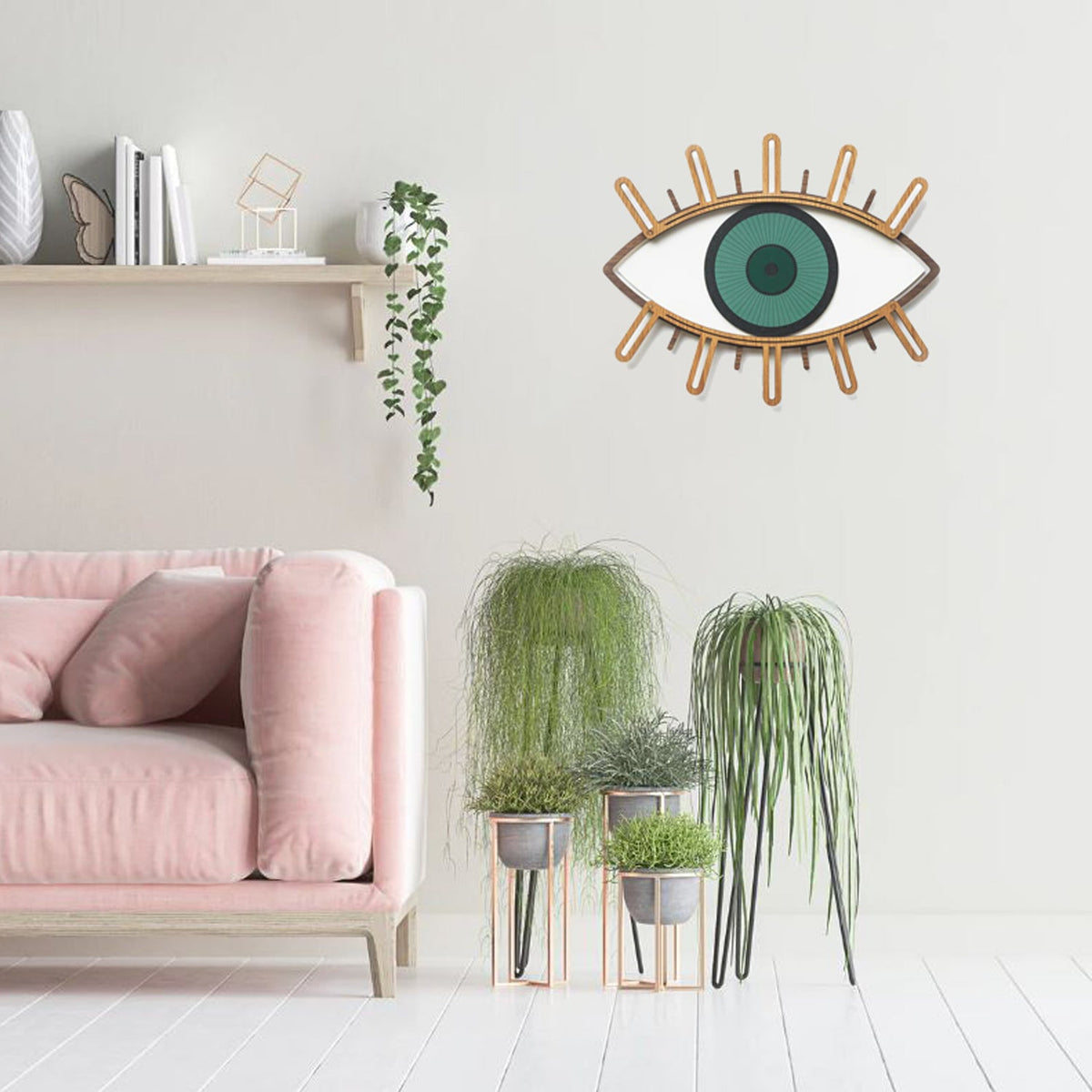 Wooden Evil Eye Wall Art – Turkish Eye Protection Decor 60 x 40 cm