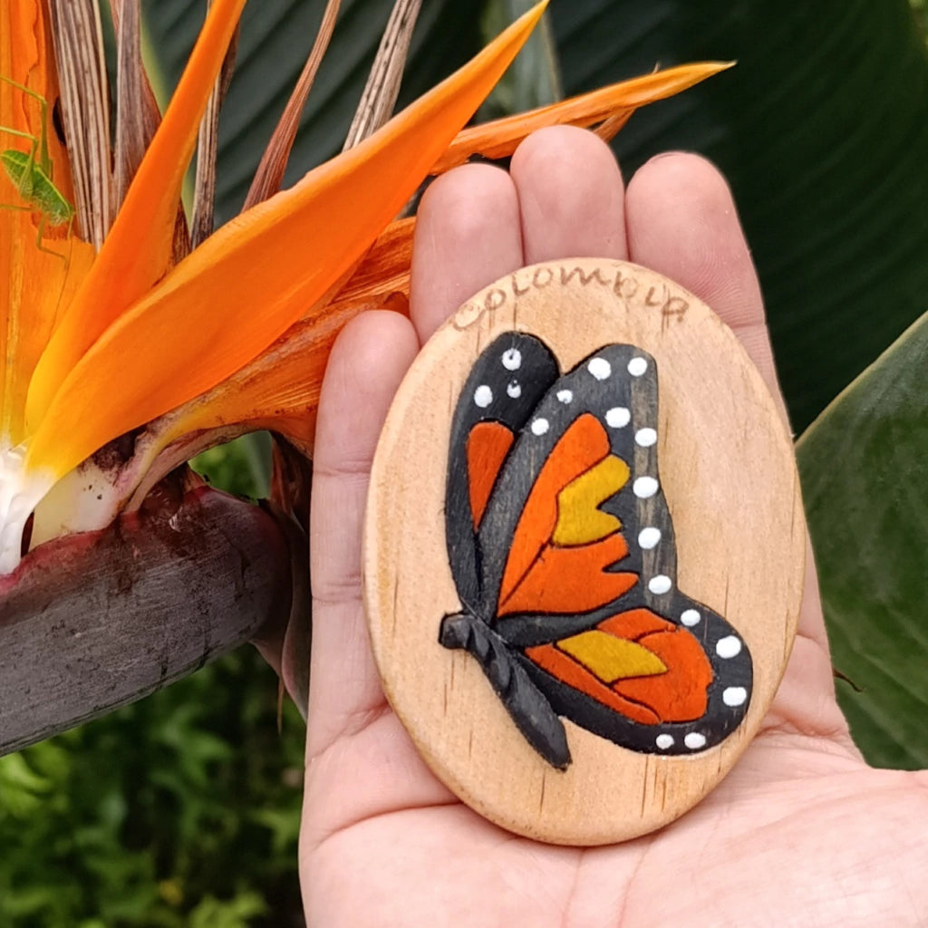 Monarch Butterfly Wooden Fridge Magnet