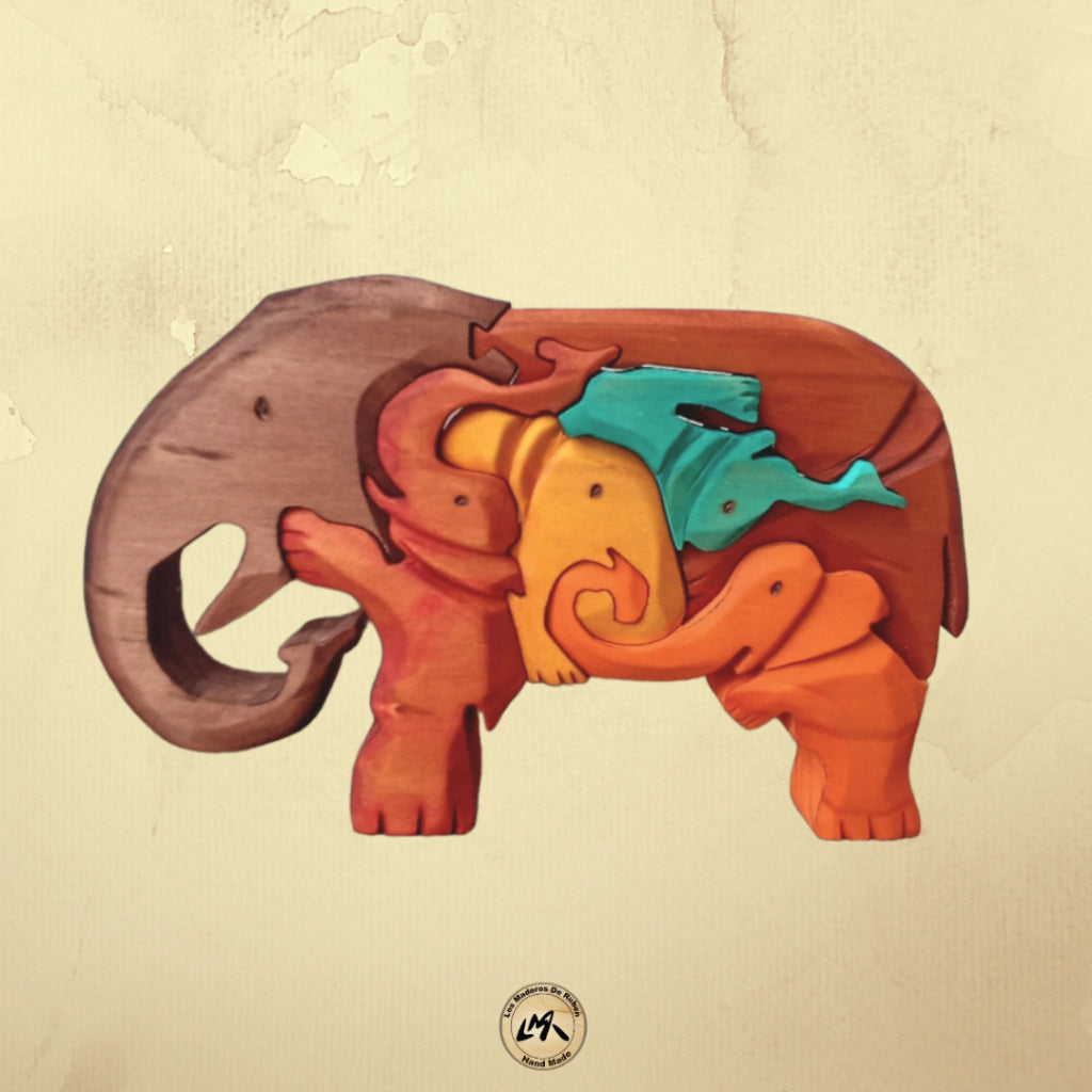 Elephants Puzzle Wood Art