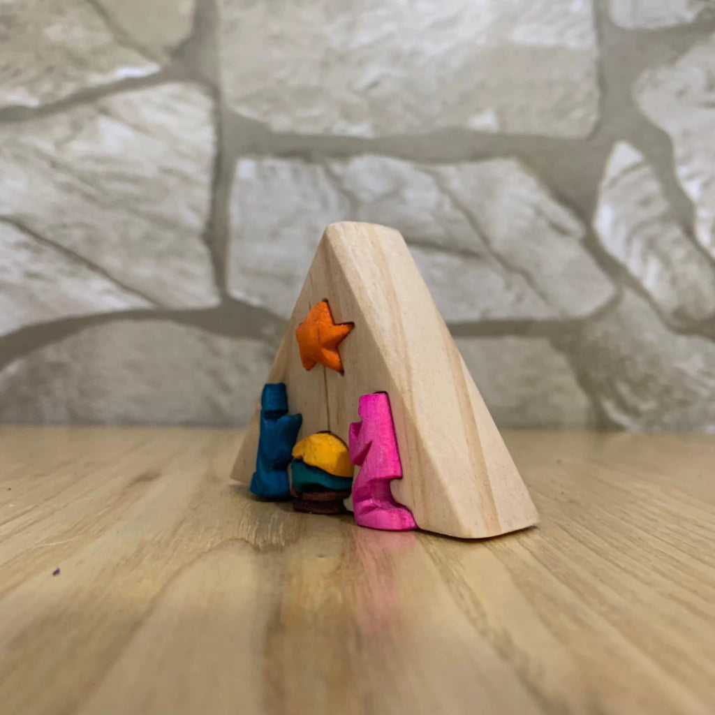 Triangle Wooden Nativity Scene