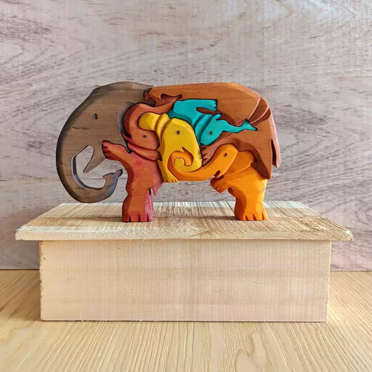Elephants Puzzle Wood Art