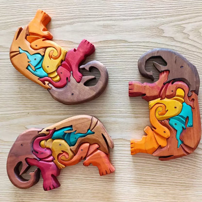 Elephants Puzzle Wood Art