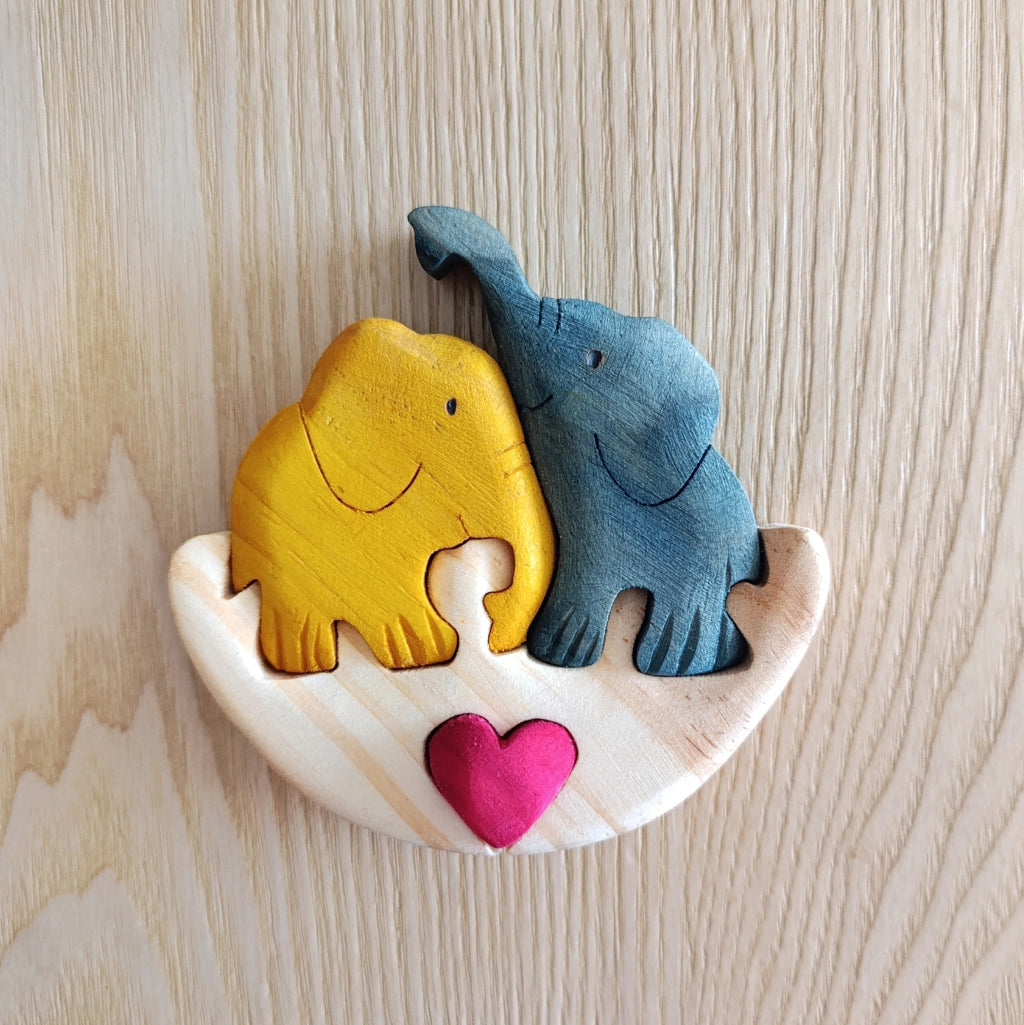 Two Elephants Wood Art