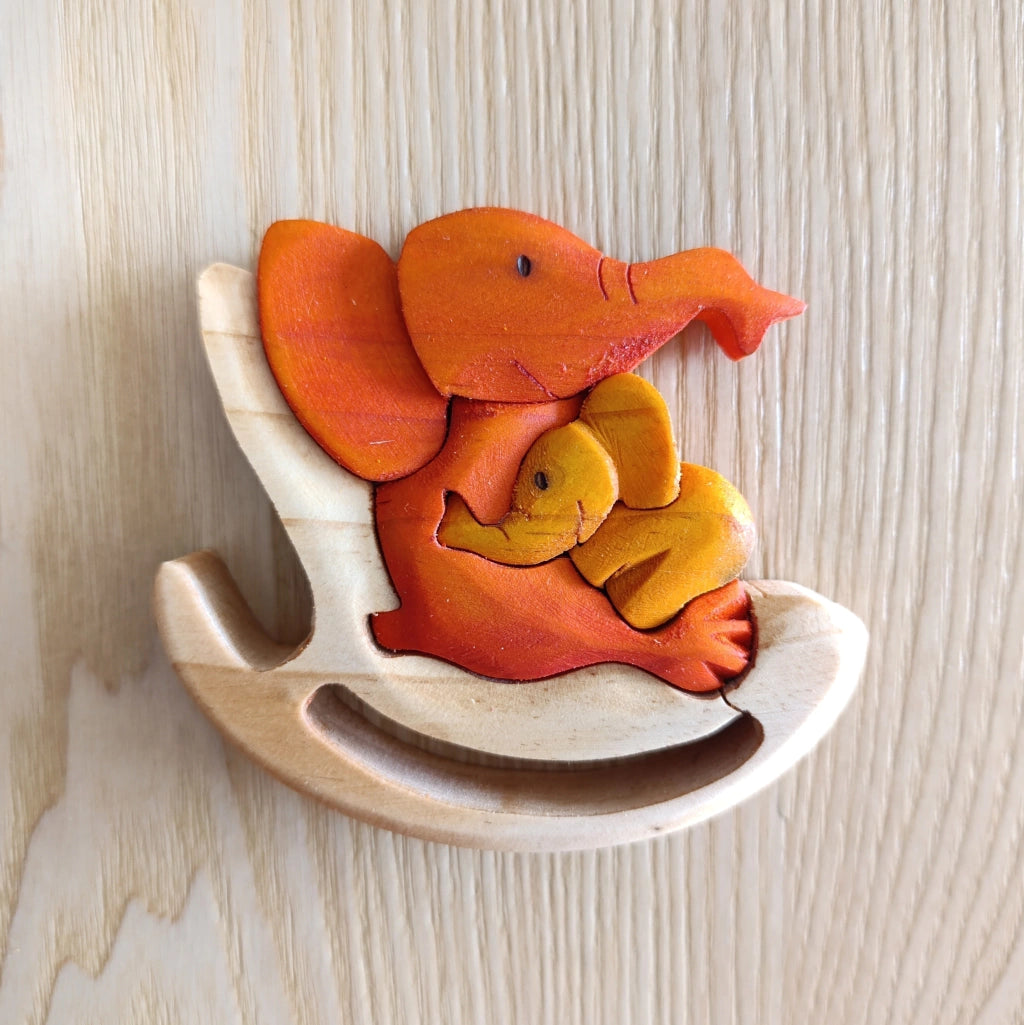 Mother Elephant Wood Art