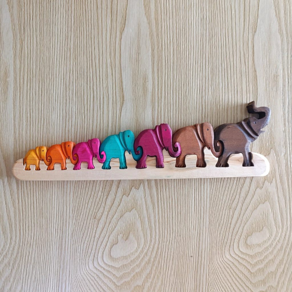 Elephant Chain Wood Art