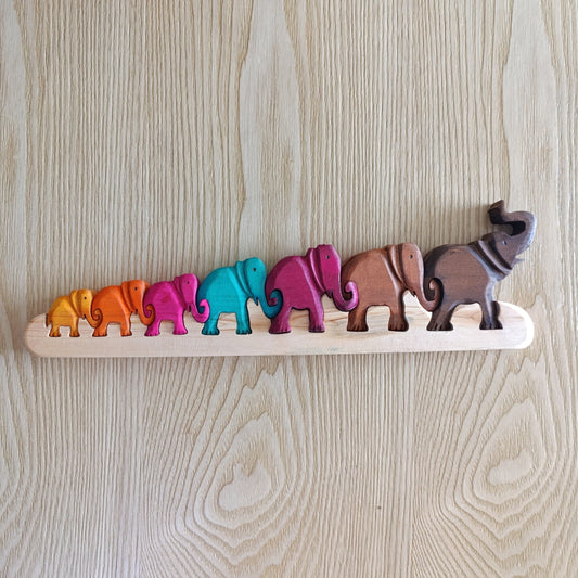 Elephant Chain Wood Art