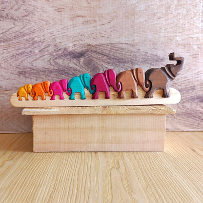 Elephant Chain Wood Art