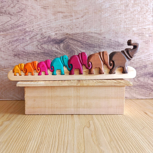 Elephant Chain Wood Art